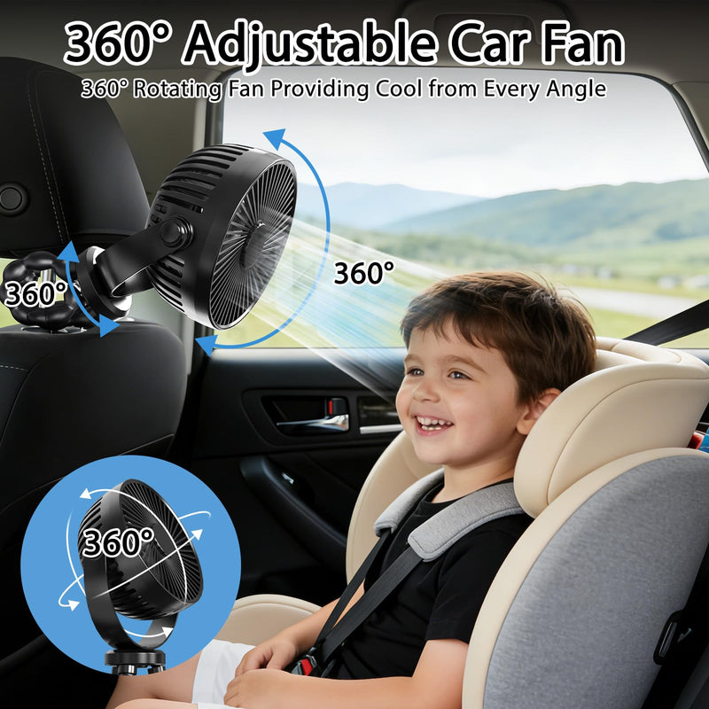 Recharge Car Fans for Backseat for Kids, Car Headrest Backseat Fans for Car for Kids