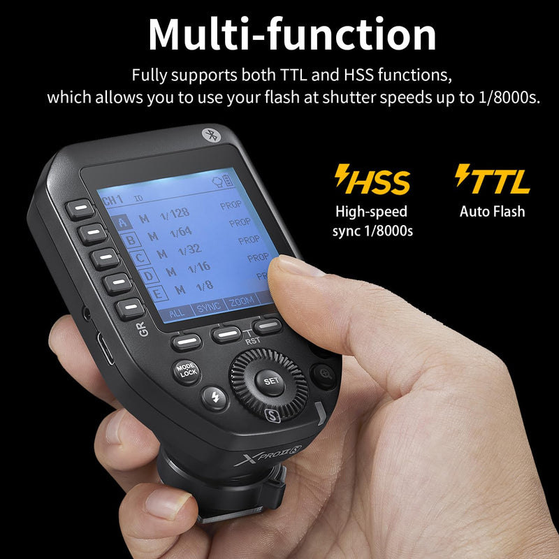 Godox XProII XProII-S Wireless Flash Trigger for Sony Camera, 2.4G Wireless Flash Transmitter HSS 1/8000S, Bluetooth Connection, TCM Transform Function, Large LCD Display (Xpro-S Upgrade)