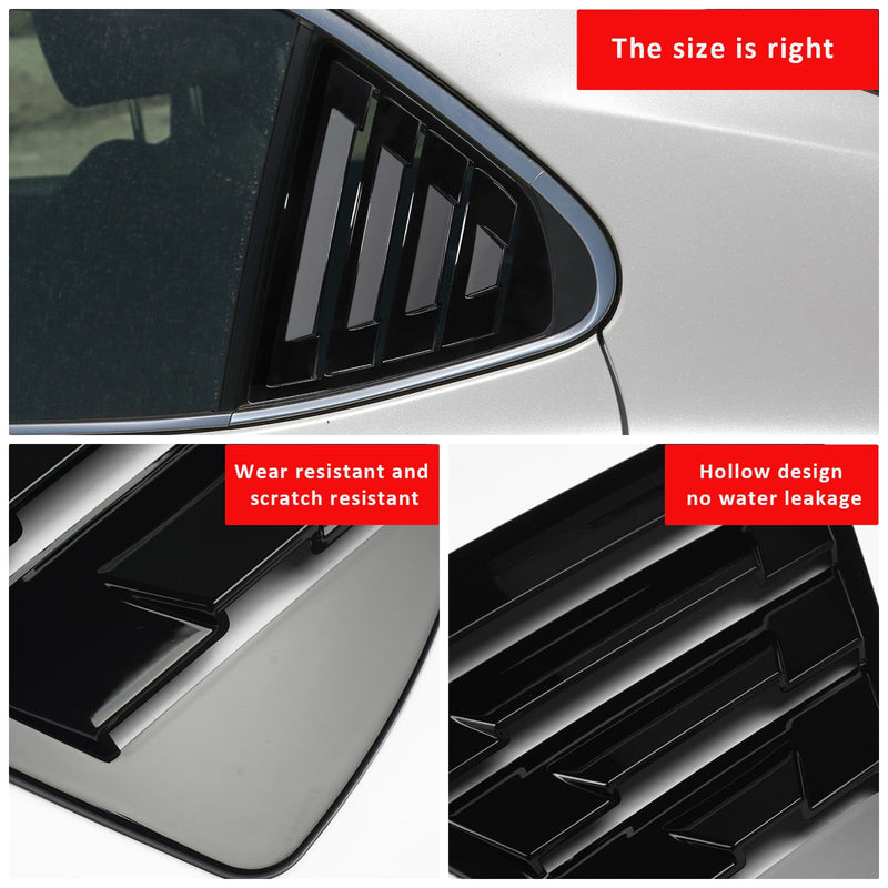 Rear Side Window Louvers Compatible for 2018 2019 2020 2021 2020 2023 2024 Toyota Camry Accessories Air Vent Scoop Cover Louver (Bright Black) Glossy Black