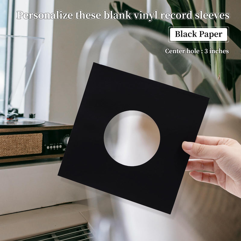 20 Pack 7 Inch Vinyl Record Inner Sleeves, Acid Free Square Paper for LP Records Storage, Anti-Static Black Kraft Paper Protective Sleeves for 7" LP Albums