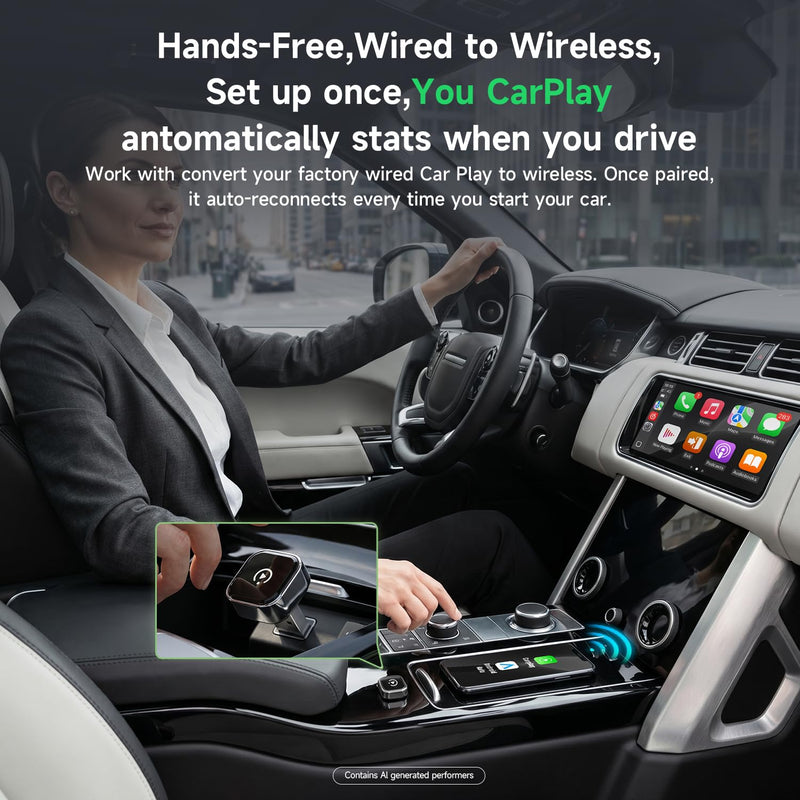 Wireless CarPlay Adapter for iPhone,Auto Connect Phone to Car,No Delay | 2026 upgraded,plug and play,OTA updates,compact size,wired to wireless,USB C,works with Apple CarPlay and Android Auto