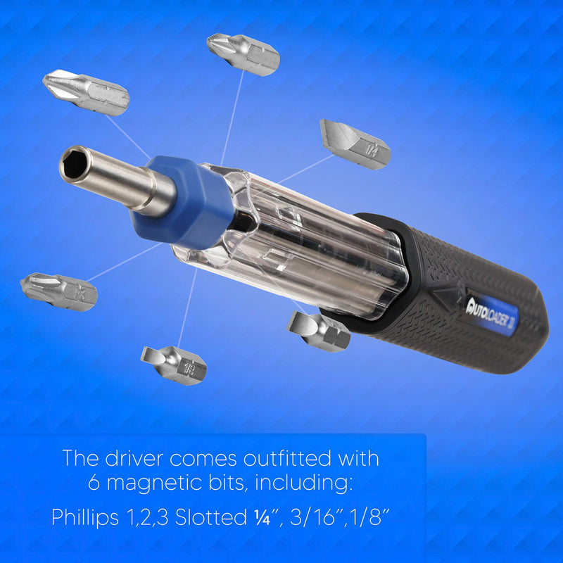 Screwdriver Multi Tool Magnetic | Multi-Bit Auto Loading Barrel Patented | Ergonomic Anti-Roll Handle With Rotating Collar | Industrial High-Grade Bits | Award Winning Design