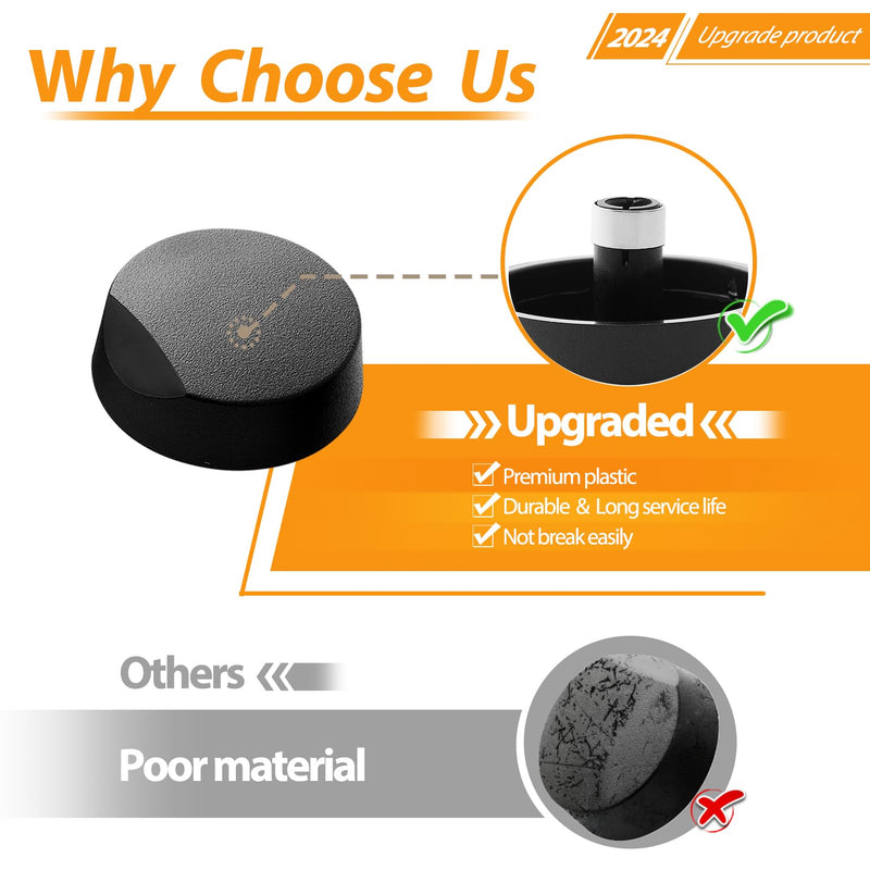 Upgraded 5 Pcs 82977 82974 Cooktop Knob Replacement for Dacor Stove Parts, SGM365 DE81-08738A Stove Knobs for Dacor Range Parts Burner Control Knobs DE81-10313A Black Plastic Gas Stove Top Knobs 5 Pieces