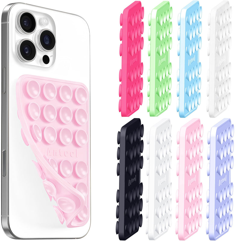 8 Pack Double Sided Silicone Suction Cup Phone Case Mount, Non Slip Phone Accessories, Hands-Free Strong Grip Silicon Phone Holder for Selfies and Videos 2.36"x3.66"