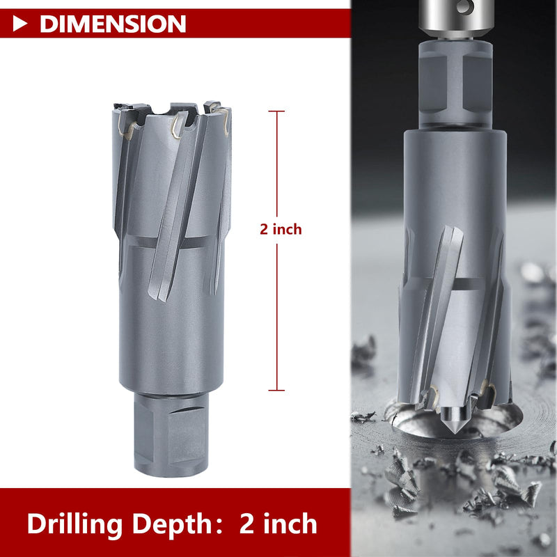 1-1/2" x 2" Annular Cutter with Weldon Shank,Carbide Tip Annular Drill Bit for Stainless Steel, Iron (2" Depth, 1-1/2" Diameter) 2" depth