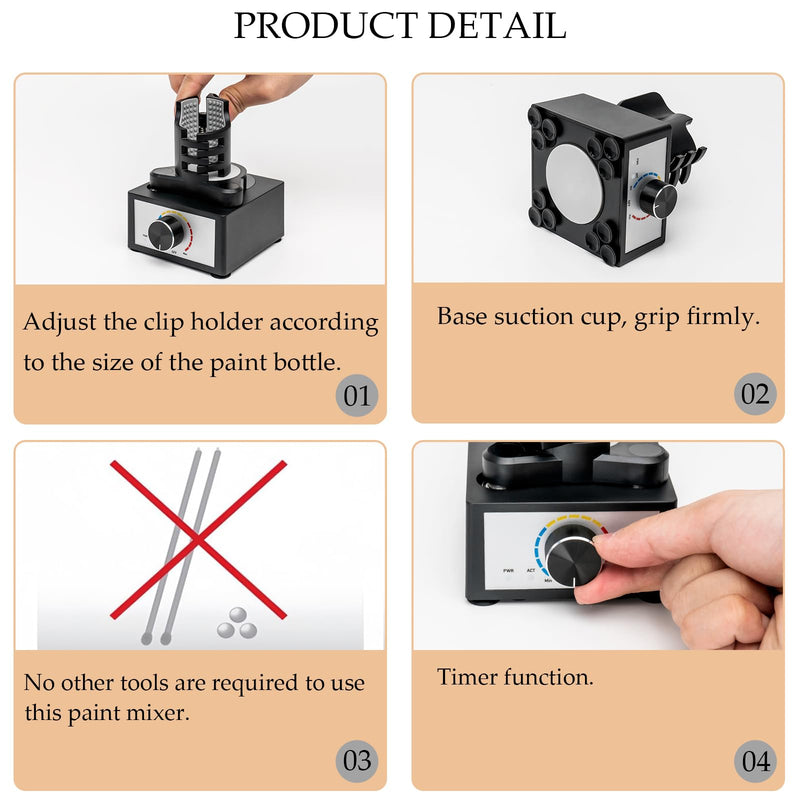Hands-Free Model Paint Shaker,Mini Adjustable Speed Vortex Mixer Machine for Acrylic Paints,Tattoo Ink,Nail Polish,Eyelash Glue Adhesives,Pigment,Testing Tubes