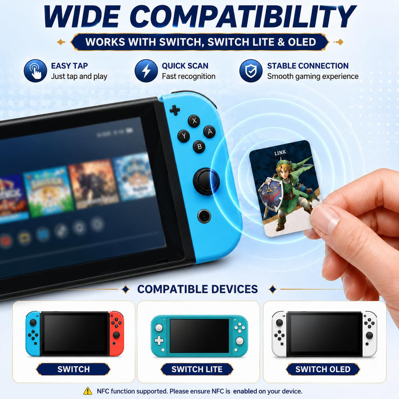 45 PCS NFC Mini Cards Set for Nintendo Switch - Unique Reusable Collectible Cards, Easy Scan Cards Compatible with TOTK, BOTW & SSHD Adventure Games, Gift for Players
