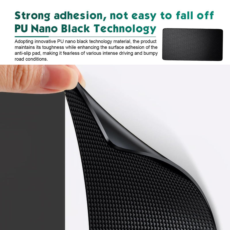 2 PCS Car Dash Anti-Slip Pad, 10.6" x 5.9" Heat Resistance Car Dashboard PU Sticky Pads, Multi-Functional Storage Pad for Keys, Phones, Cards, Universal for Most Cars (Black)