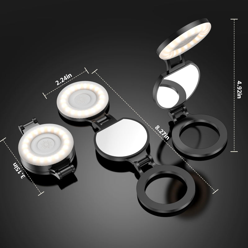 Magnetic Selfie Light for Phone,Phone Ring Light Selfies | Tri-Fold, As Lamp, 360° Foldable LED Selfie Light Compatible with iPhone Magsafe,Photography/TikTok/Zoom Calls/Video Black
