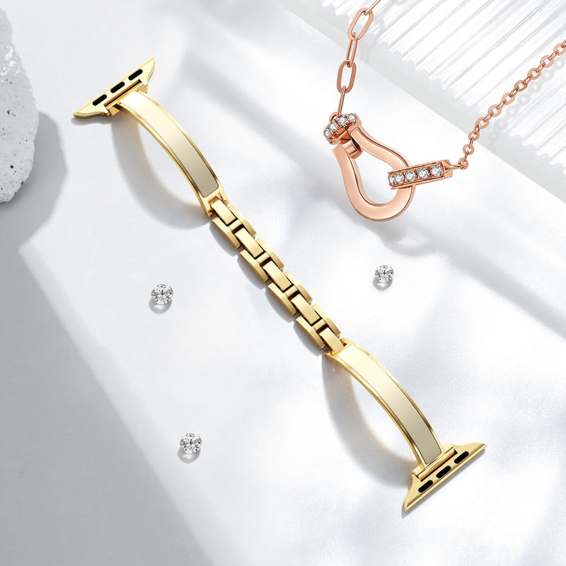 SUPOIX Bands for Apple Watch Women – Elegant Two-Tone Dressy Band | Slim Metal+Silicone Bracelet Strap for iWatch Series 11/10/9/8/7/6/5/4/SE/3/2/1-(38 40 41 42mm/44 45 46 49mm) Gold + Beige 38mm 40mm 41mm 42mm(Series 11/10)