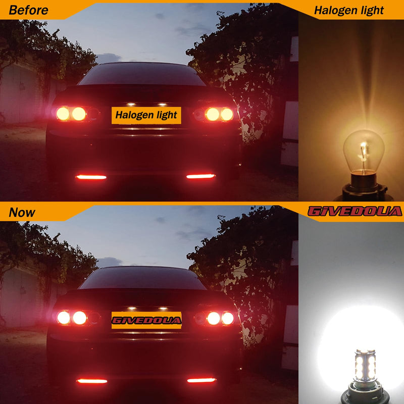 GIVEDOUA 1157 Led Bulb BAY15D 7528 2057 2357 Led Bulb for Brake Lights, Backup Reverse Lights,Tail Lights, Super Bright 5050 27-SMD 12V White (4pcs) 4
