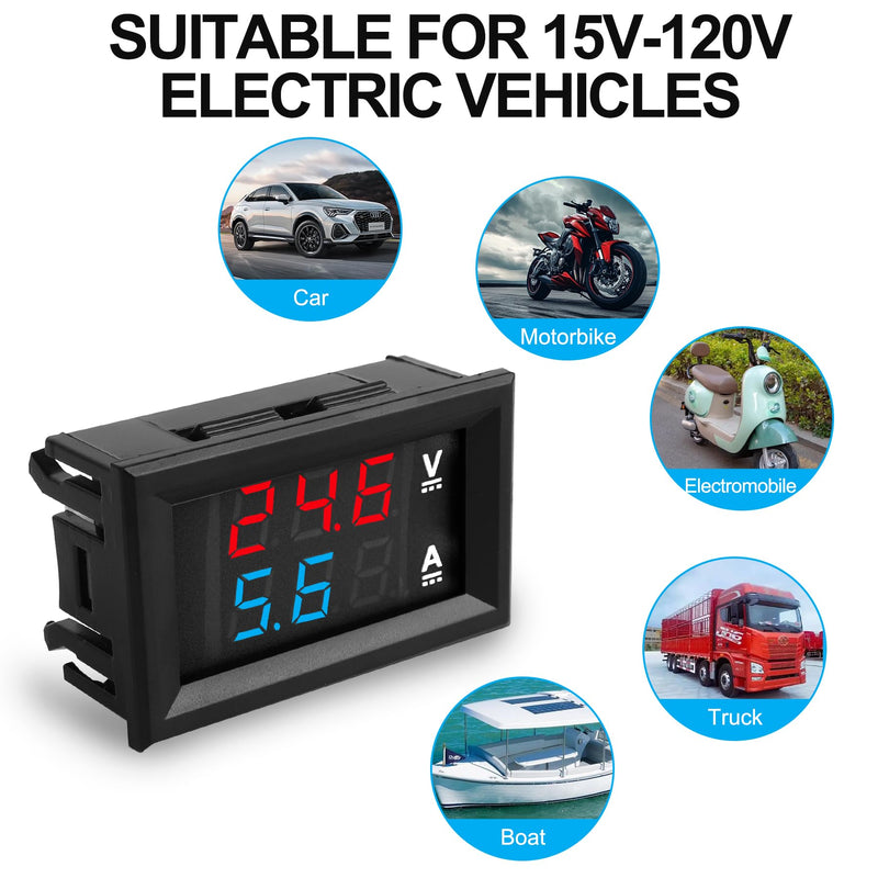 0.28" Volt Meter, DC 0-100V 10A Digital Voltmeter Ammeter Dual 3 Bits LED Display with Connect Wires Mini Ammeter Voltmeter for Electronic Circuit Experiments Cars RV Solar Energy (5Pack) 5Pack