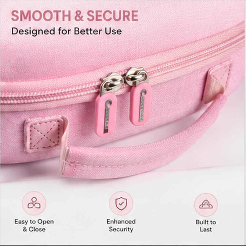 Comecase Hard Carrying Case for Meta Quest 3 and Quest 3S, Pink | Pre-Cut Foam, Mesh Pocket, Handle and Detachable Shoulder Strap, Organize Headset, Controllers and Accessories, case only