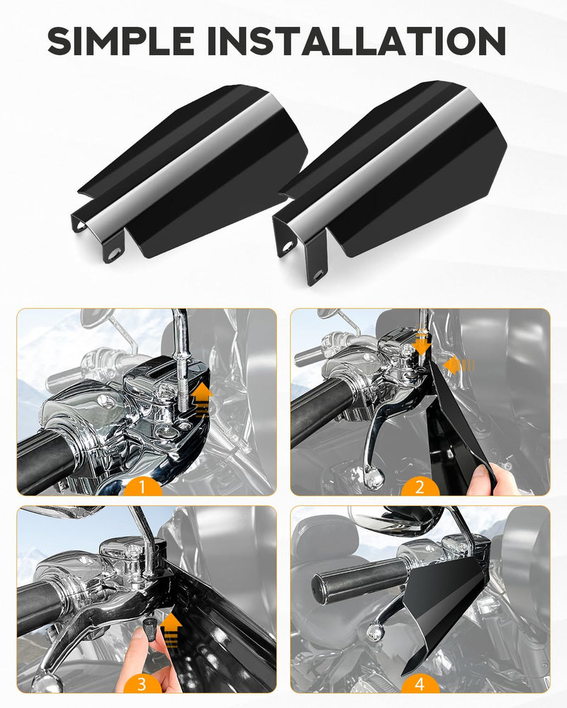 PBYMT Gloss Black Coffin Cut Handguards Hand Guards Compatible for Harley Sportster Touring Street Glide Road King Electra Glide 2007-2023 (Cable Clutch Style -Large) 4.55inch
