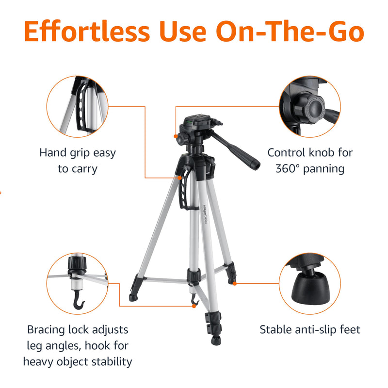 Amazon Basics 60-inch Lightweight DSLR Tripod with Bag, Black 60-in Tripod Only