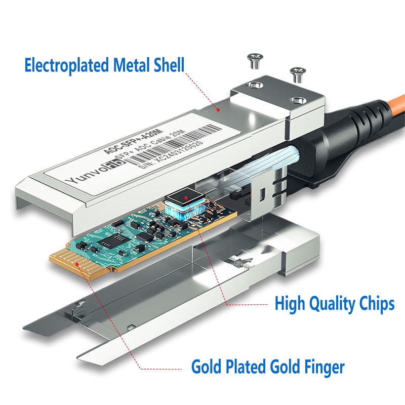 10G SFP+ to SFP+ Active Optical Fiber Cable Direct Attach Copper with Multi-Mode Fiber Cable for Cisco,MikroTik,Ubiquiti...Etc Switch(AOC 20Meters) 20M(65.6ft) AOC