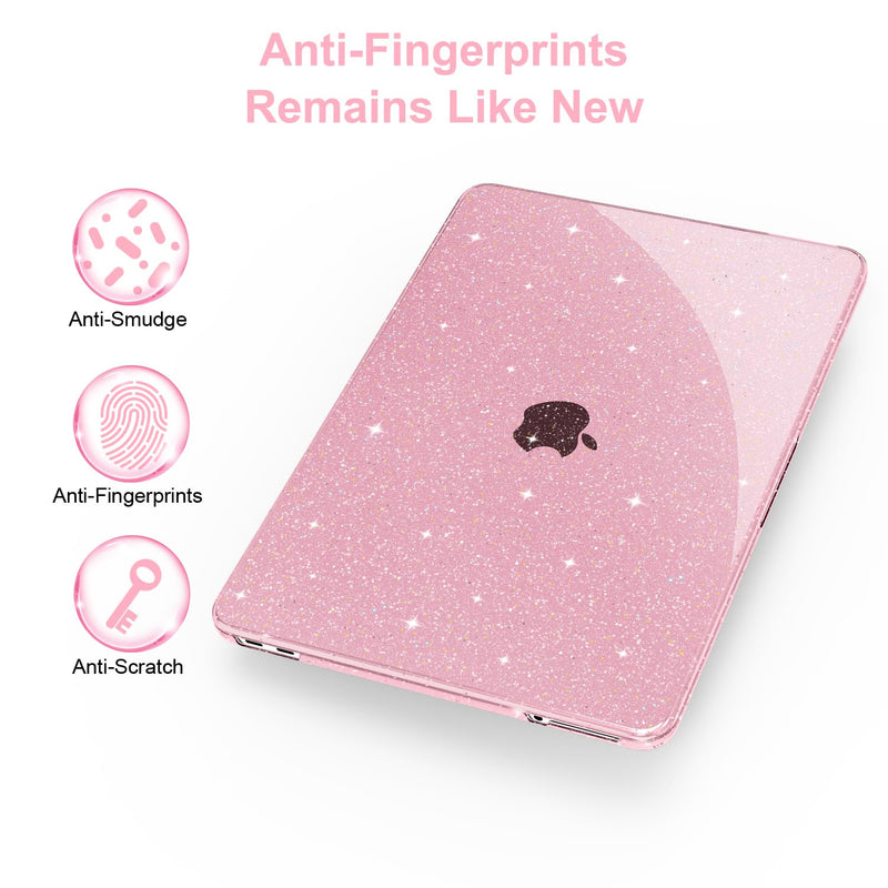 G JGOO Compatible with MacBook Neo Case 13 inch 2026 Release A3404 | Glitter Protective Plastic Hard Shell for Mac Neo Case with Keyboard Cover & Screen Protector, Sparkly Pink Glitter Pink