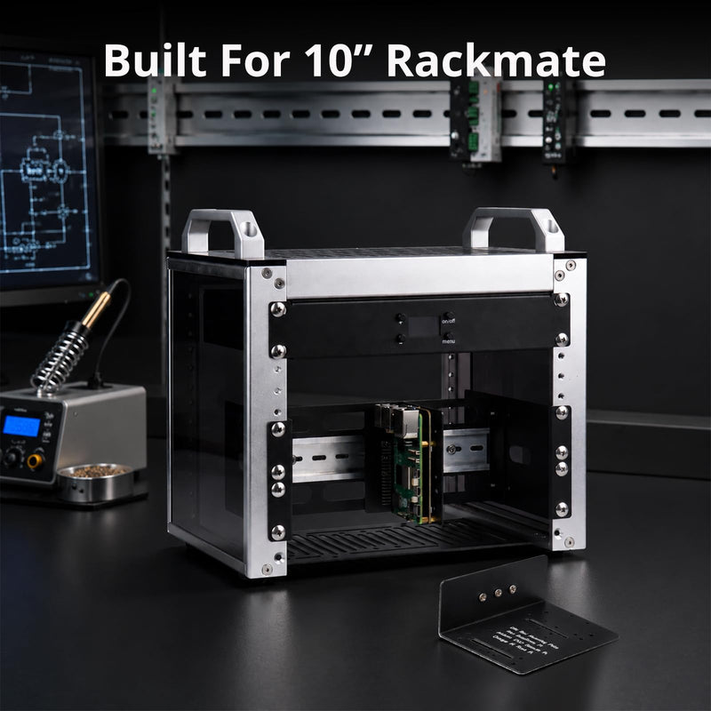 GeeekPi DIN Rail Mount Rack Bracket, Compatible with Raspberry Pi 5/4B/3B, Other SBCs & Dev Boards, Designed for DeskPi RackMate T0/T1/T2/T0 Plus/T1 Plus/TL1 & 10" Server Rack