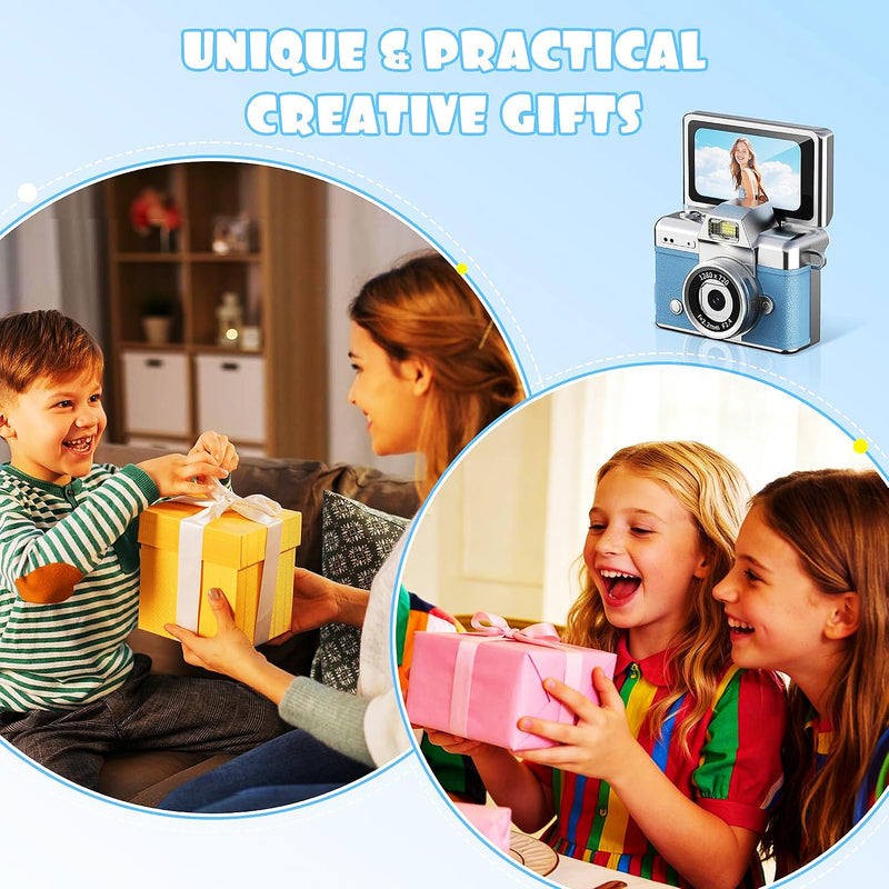 Keychain Camera with Flip Screen Series,1080P HD Multiple Shooting Recording Modes, Portable Digital Camera with 16GB SD Card for Travel, Party. Ideal Pendant Gift Black