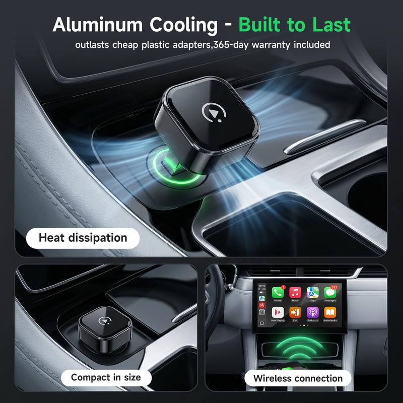 Wireless CarPlay Adapter for iPhone,Auto Connect Phone to Car,No Delay | 2026 upgraded,plug and play,OTA updates,compact size,wired to wireless,USB C,works with Apple CarPlay and Android Auto