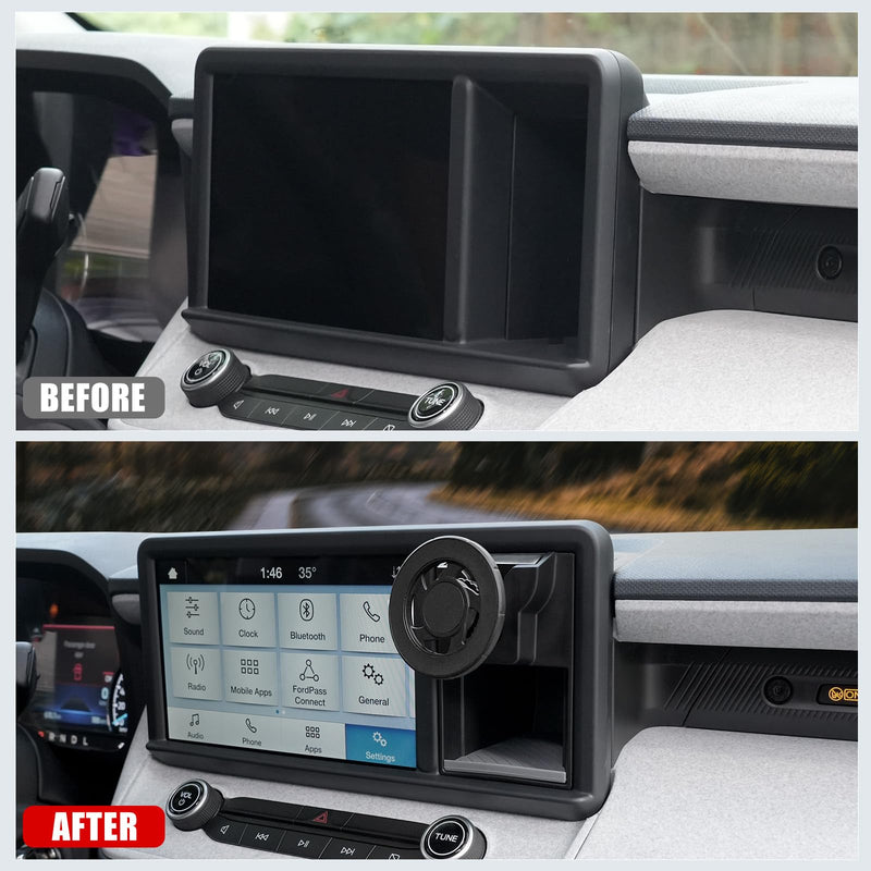 Mabett Magnetic Phone Holder Cubby Insert for Ford Maverick 2022-2024 Accessories, Dash Mount Storage Box Kit (Phone Holder)