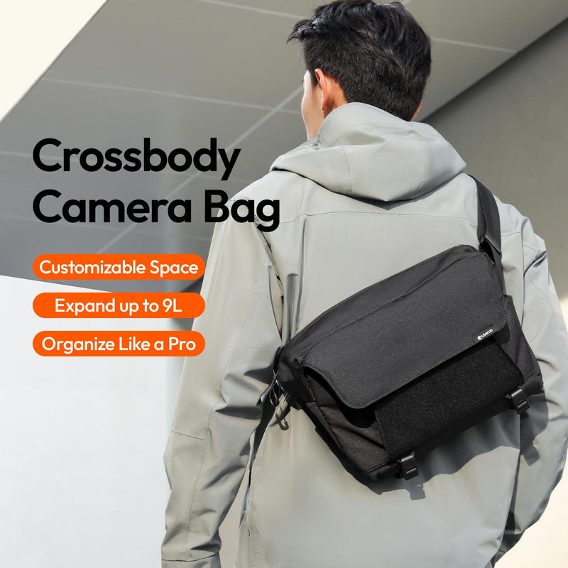 ULANZI BP11 8L Camera Sling Bag with Tripod Holder Everyday Carry | Lightweight Splash-Proof Anti-Theft Crossbody for DSLR/Mirrorless/ Laptop,Customizable Front Patch Pocket for Travel,Hiking