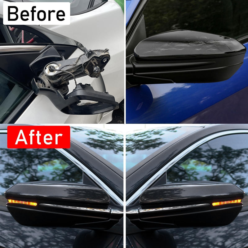 Moonlinks Compatible with 2016-2021 Honda Civic Side Mirror Cover Replacement,Glossy Black LH & RH Side Door Rearview Mirror Cap Trim for 10th Gen Civic,2019-2022 Insight,(1 Pair) 10th-Pair Black