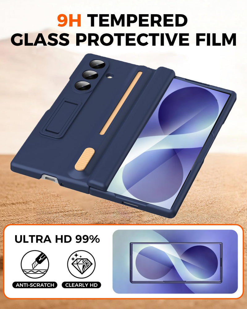 NINKI for Samsung Galaxy Z Fold 8 Ultra Case with S Pen Holder and Stylus, Kickstand Screen Protector Hinge Hard Slim Phone Cover for Samsung Z fold 8 Ultra Case with S Pen Slot and Stand – Royal Blue