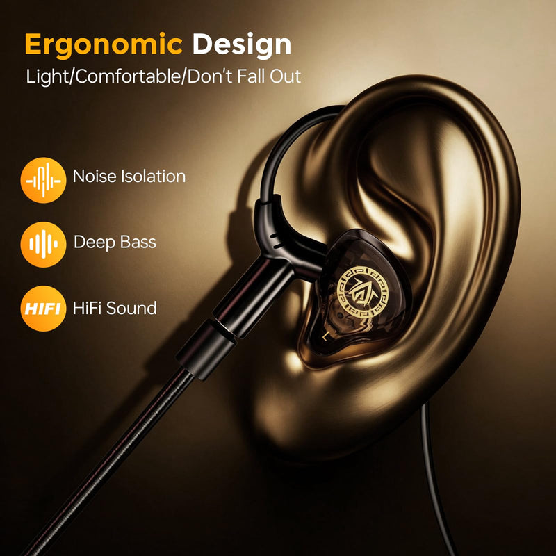 BlueFire Wired Gaming Earbuds with Mic, in-Ear Headphones with Deep Bass, Noise Isolating HiFi Earphones, 3.5mm Plug for PC PS5 Phone, Detachable Mic & Volume Control