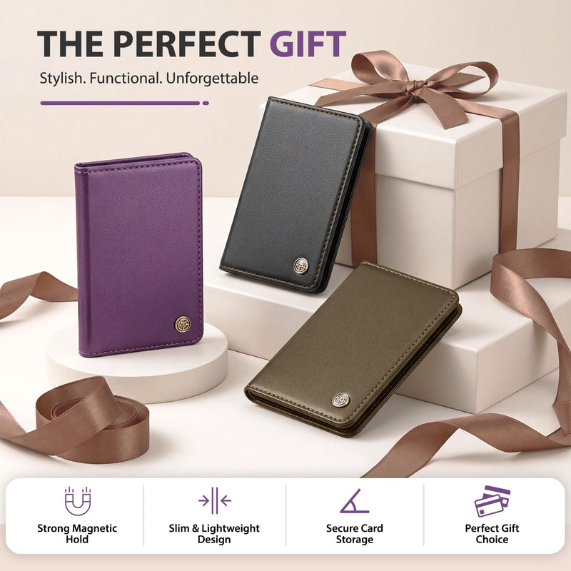 Magnetic Wallet for iPhone, Detachable Magnetic Card Holder Compatible with MagSafe, RFID Blocking Magnetic Phone Wallet with Kickstand for iPhone 17/16/15/14/13/12 Series, Purple