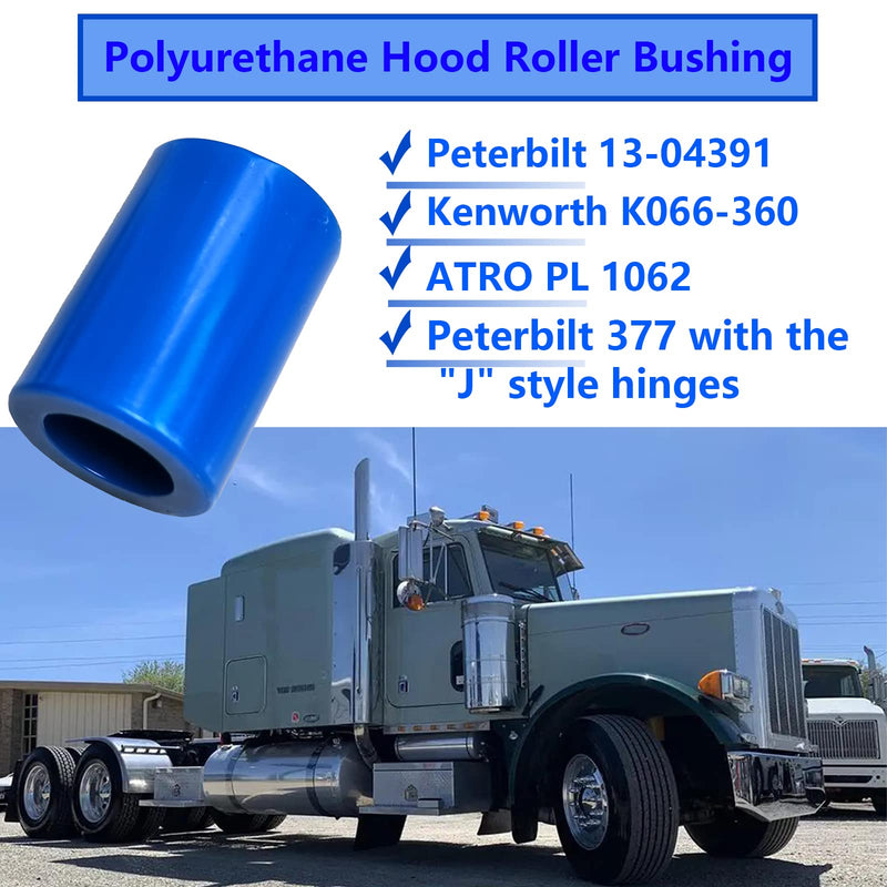 8pcs Hood Roller Bushings Kit fit for Peterbilt 357 375 379 Replace 13-04391 13-03593 and 377 with J Style Hinges