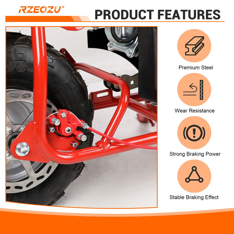 Mini Bike Brake Lever Kit Replacement for Coleman Minibike CT100U CC100X Motovox MBX10 MBX11 Monster Mega Moto 80cc 105cc Baja Doodlebug DB30 GMB100 79cc 100cc Parts with Rear Brake Caliper Red