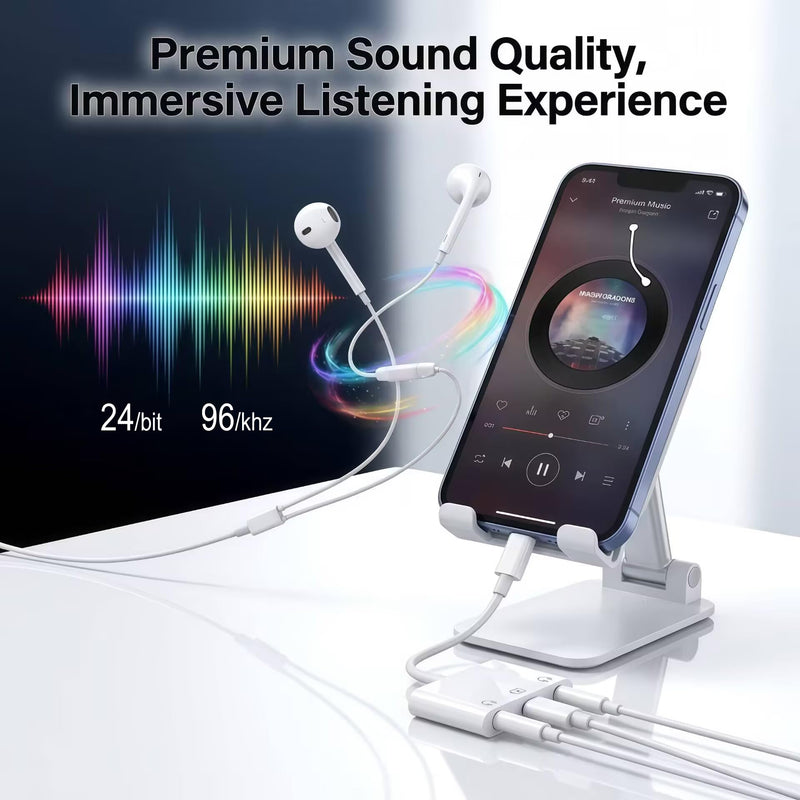 3-in-1 USB C to 3.5mm Audio Adapter, Headphone Splitter for 2 Headphones | USB-C to Dual 3.5mm Headphone Jack Adapter with PD Fast Charging for iPhone 17/16/15, iPad Pro, Samsung Galaxy S26/S25/S24