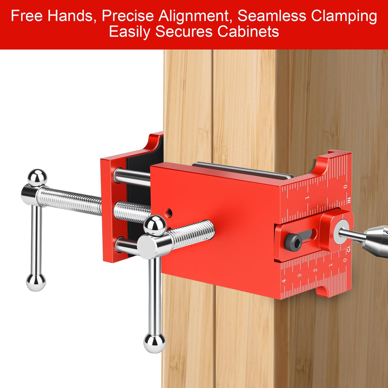 2Pack Cabinet Clamps for Installing Cabinets, Face Frame Clamps & Claw for Cabinet, Essential Cabinet Tools with 3 Sizes Hole Drilling Guide for Precise Alignment & Installation