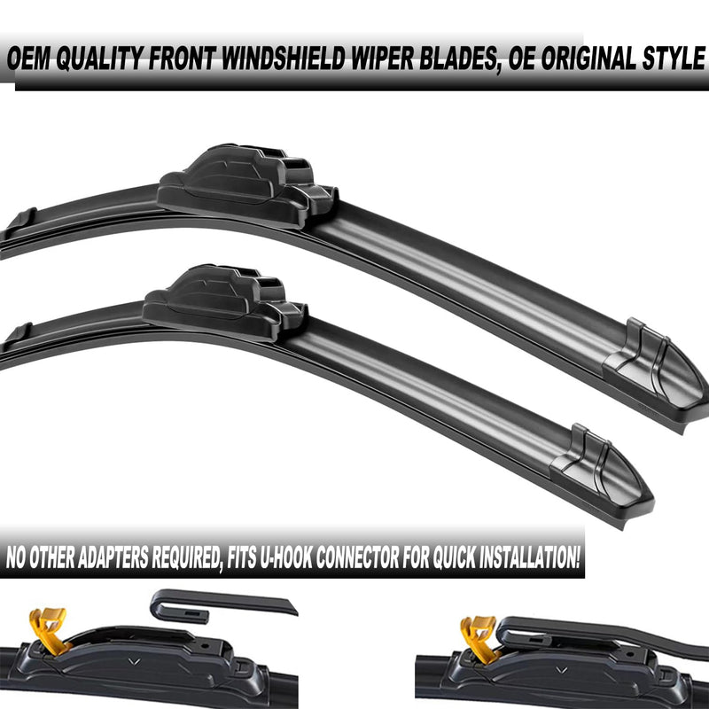 ATTKE OEM Quality Front Windscreen Wiper Blades for Toyota 4Runner 1984-2002/Toyota Tacoma 1995-2004 (17″+17″ Front Windshield Wiper Blade Set) 17" + 17" U-Hook