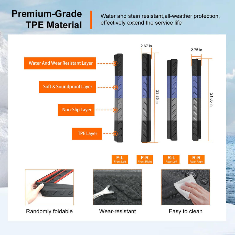 powoq Door Sill Protector Compatible with 2019-2025 Chevy Silverado GMC Sierra 1500 TPE Car Door Protector 4Pcs Car Sill Guard Replacement for 2019-2025 Chevy Silverado Accessories Compatible with 19-25 Chevy Silverado