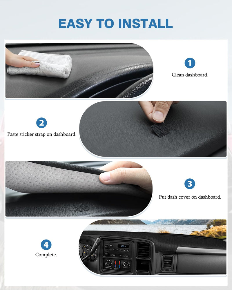 FIILINES Dash Cover for 1999-2006 GMC Sierra/Chevrolet Silverado, 2000-2006 GMC Yukon XL/Chevy Suburban Tahoe Avalanche, Dashboard Cover Mesh Dash Mat Black