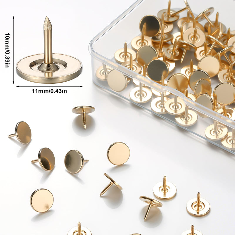 Lothee Tack Kit Wood Handle Tack Remover and Magnetic Push Tool with 100 Pcs Gold Thumb for Corkboard Bulletin Board Office Classroom DIY
