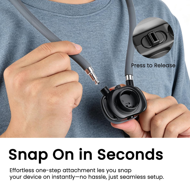 Magnetic Neck Mount for Phones, Neck Camera Mount for GoPro Insta360, Gray | 2-in-1 Magnetic & Clip-on Neck Phone Holder, Multi-angle Adjustment for Hands-free POV Shooting, with Chest Strap & 1/4" Head