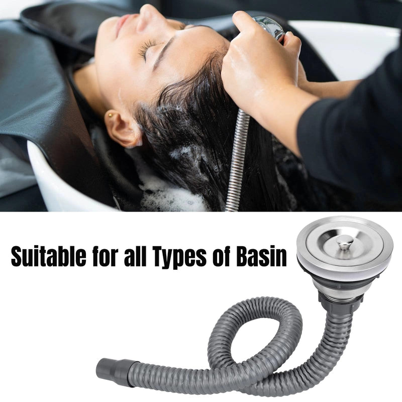 Drain Plug Basket Strainer Stainless Steel Sink Plug Kit, Hair Salon Shampoo Basin Drain Plug kit, Fast Drainage Sink Plug with Hair Catcher Accessories for Shampoo Bed, kitchen, Sturdy and Durable