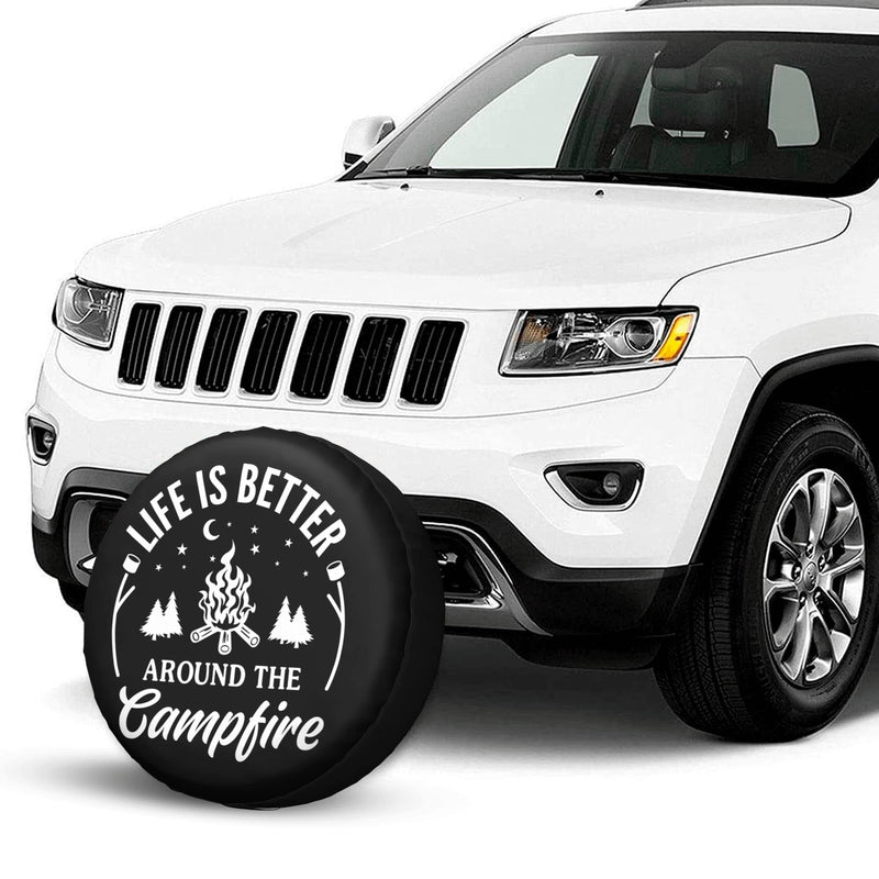 Life is Better Around The Campfire Rv Spare Tire Cover for RV Trailer Camper Wheel Protectors Weatherproof Universal for Trailer Rv SUV Truck Travel Trailers (15 inch) 15 inch