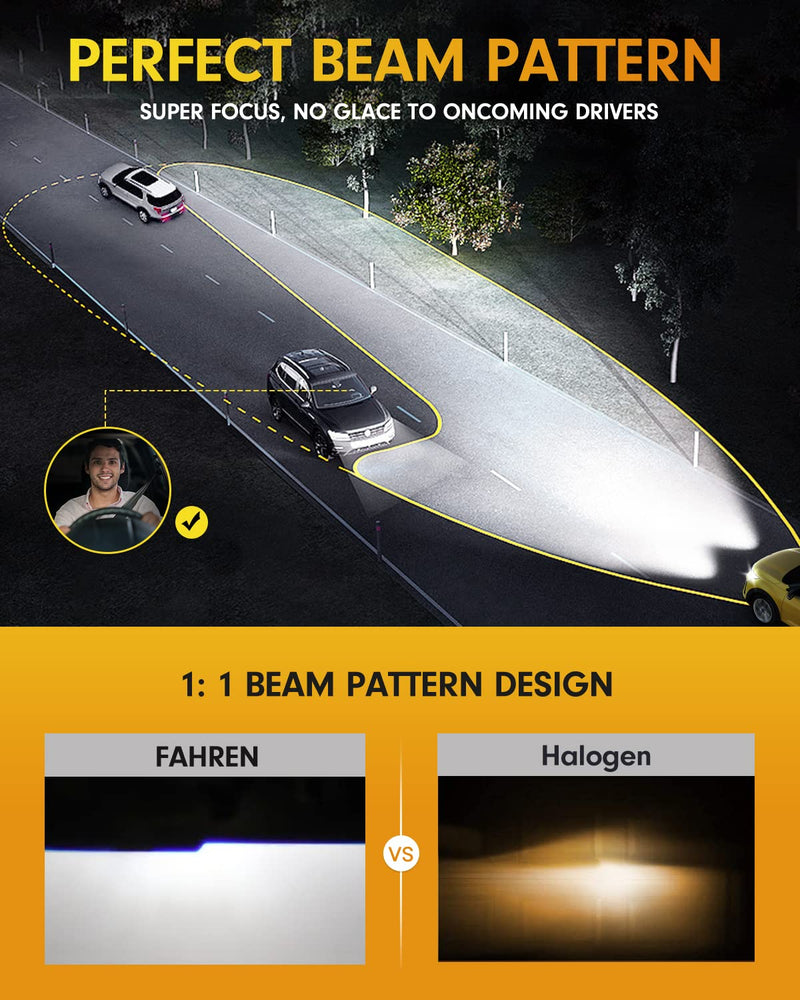  [AUSTRALIA] - FAHREN H11 Fog Bulbs, 𝟭𝟬𝟬𝟬𝟬𝟬𝗟𝗠 𝟭𝟱𝗫 Upgraded H11/H8/H9 Bright Lighting Bulb, Brighter 24 CSP Chips, Boost Epic Night Visibility, 6500K Cool White IP68 Waterproof, Pack of 2 H11/H8/H9-100,000