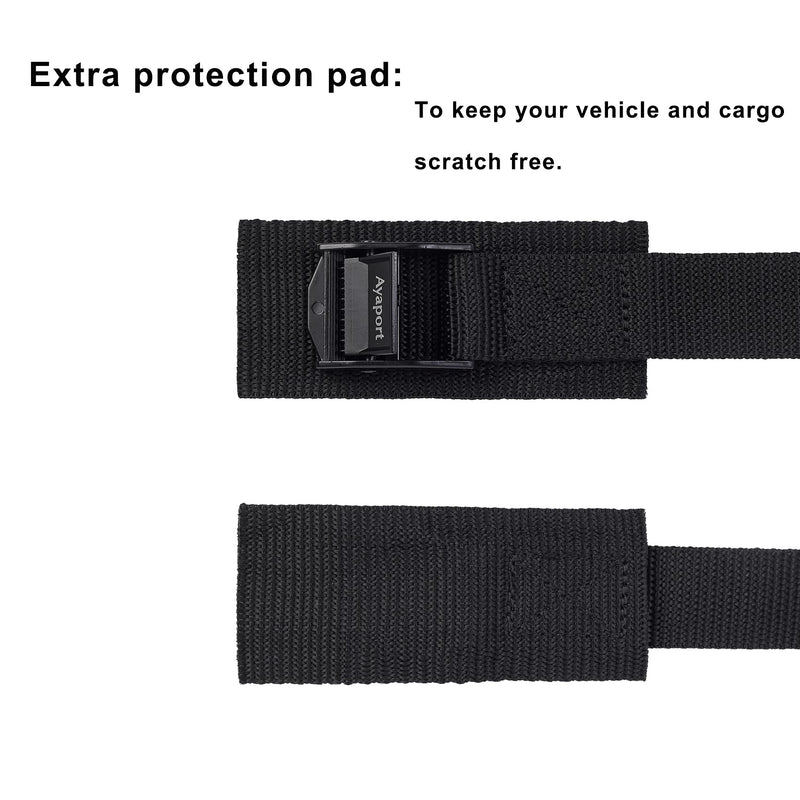 Ayaport Adjustable Cam Buckle Lashing Straps 6ft 4pack Tie Down Straps 1" x 6' Black