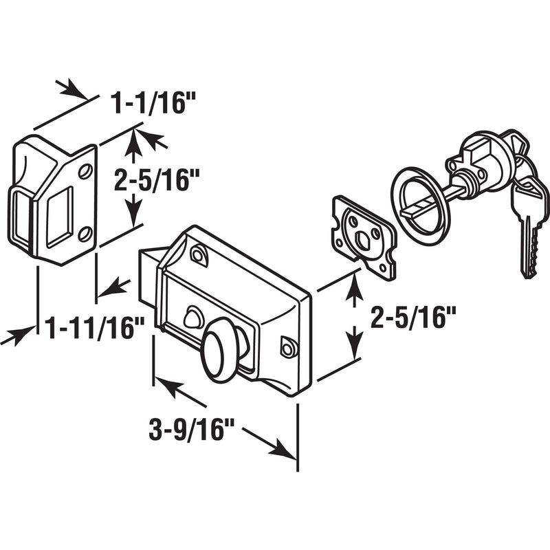 Prime-Line U 9967 7/8 in. Brass Plated Diecast Cam Lock, Single Pack | Yale Keyway