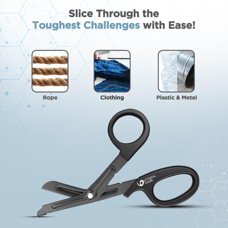 Utopia Care Medical Scissors Pack of 2, Stainless Steel EMT Trauma Shears for Nurses, Bandage Scissors with Stainless Steel Blades, All Purpose Surgical Shears, Black 2-Pack