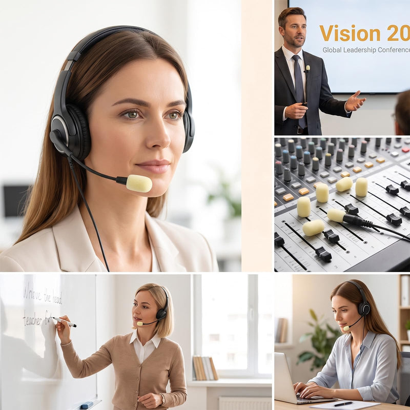 20Pcs Microphone Windscreen,Mini Size Microphone Covers Foam | Replacement Headset Microphone Covers Foam for Hole Ear-Hook Other Headset Microphones, 0.71 x 0.31 x 0.08 In (Yellow)