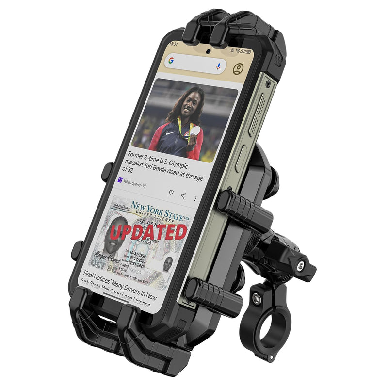 Ulefone Armor Mount Pro (AM02), Smartphone Mount for Bicycle, Cell Phone Holder for Motorcycle, Mobile Phone Mount for Scooter, for Phones from 6.1" - 7.2", max. 1.22" Thickness