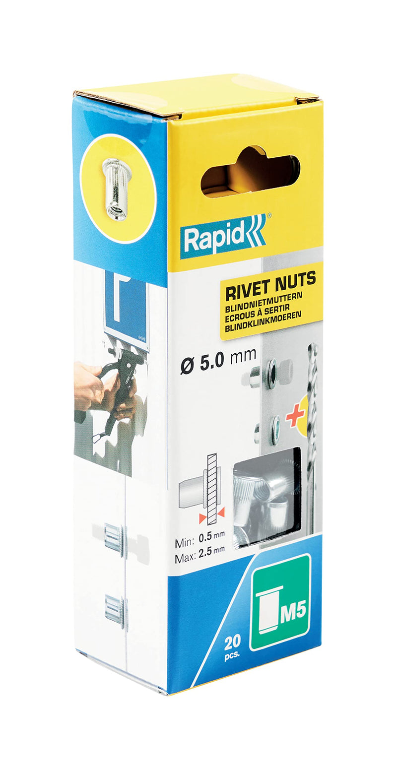 Rapid M5 Rivet Nuts, Including Drill Bit, Ø5mm, Pack of 20, 5000672 Ø5 mm