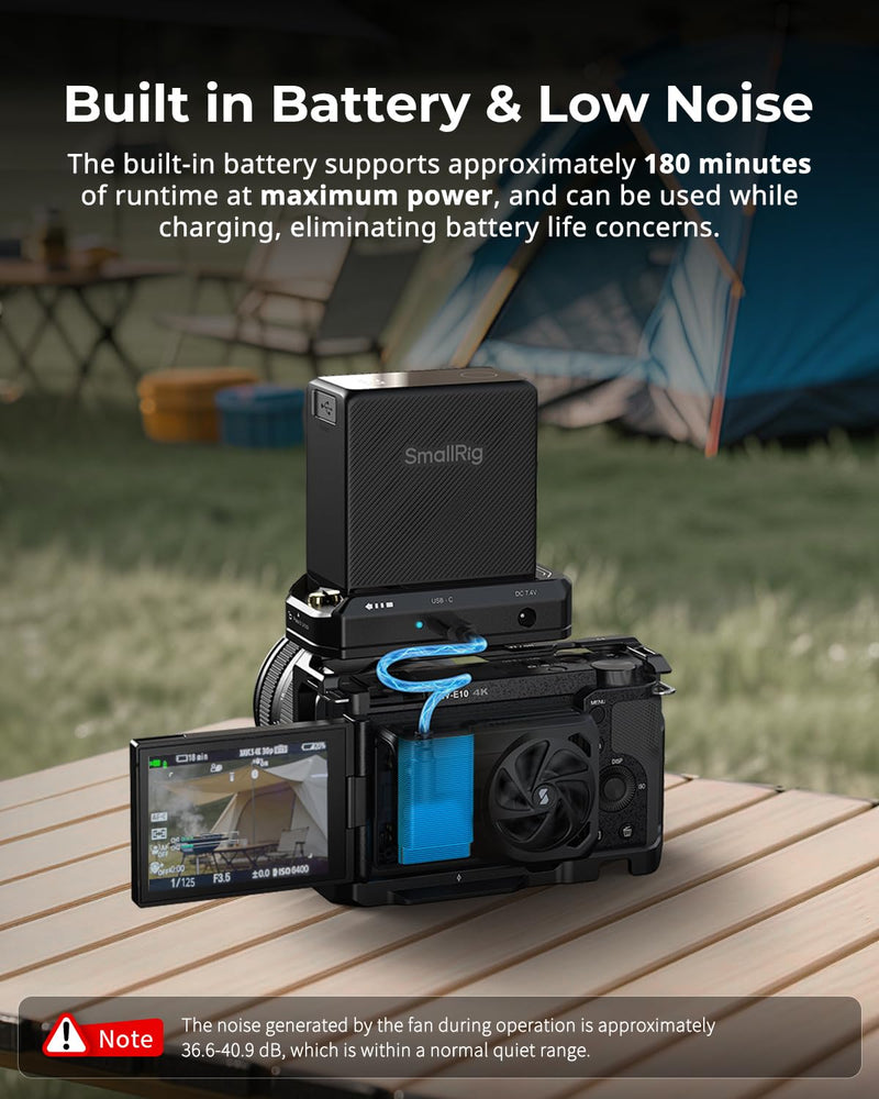 SmallRig Cooling Fan Built-in Battery, External Camera Cooling System, Snap-in Design for Sony A7 IV/A7S III/A7C II/A6700/ ZV-E10 / ZV-E10 II/FX3/FX30, for Canon R5/R5 Mark II/R6 Mark III/R6 V