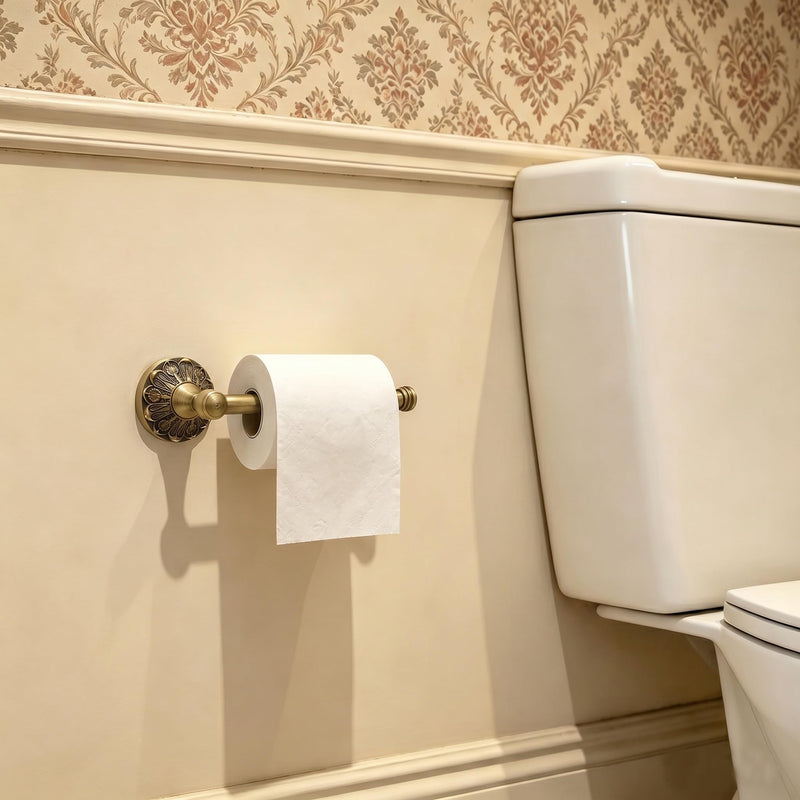 Antique Brass Toilet Paper Holder Wall Mount,Vintage Toilet Paper Holder,Antique Bathroom Accessories Toilet Roll Holder Toilet Tissue Holder Floral